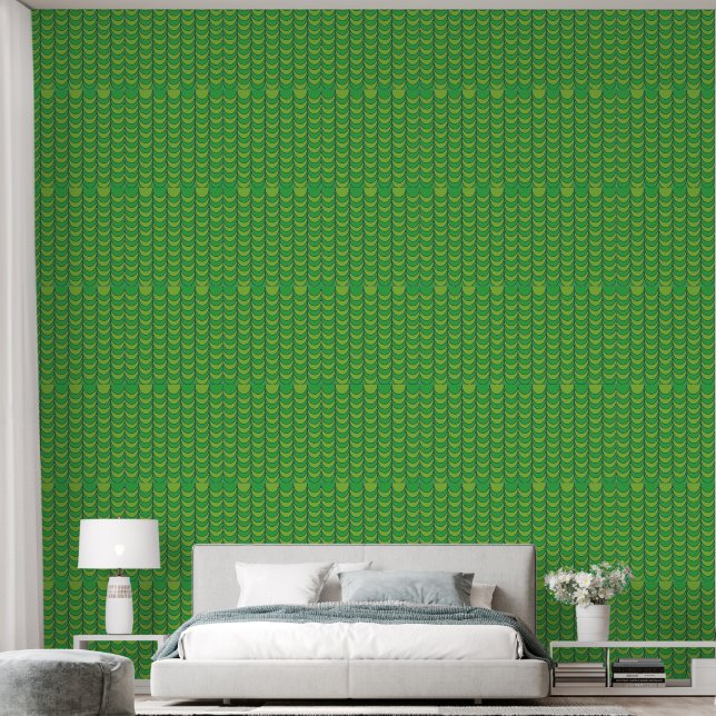 Geometric Green Half Circle Geometric Pattern Wallpaper (Bedroom)