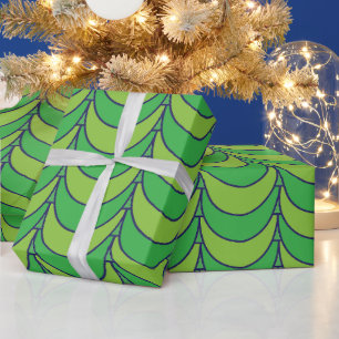 Geometric Green Half Circle Geometric Pattern Wrapping Paper