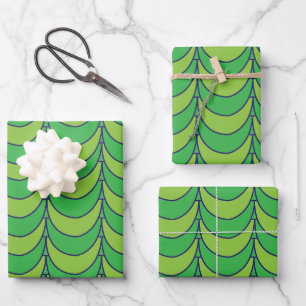 Geometric Green Half Circle Geometric Pattern Wrapping Paper Sheet