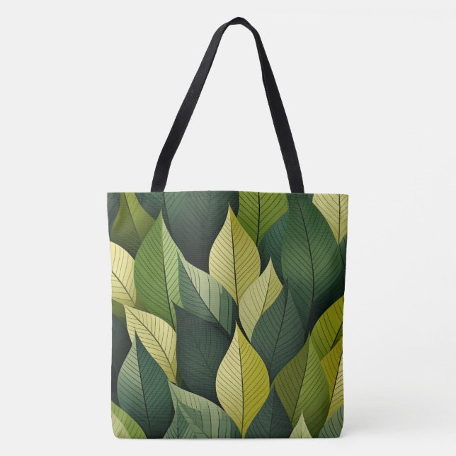 Geometric Green Leaf All-Over-Print Tote Bag (Front)