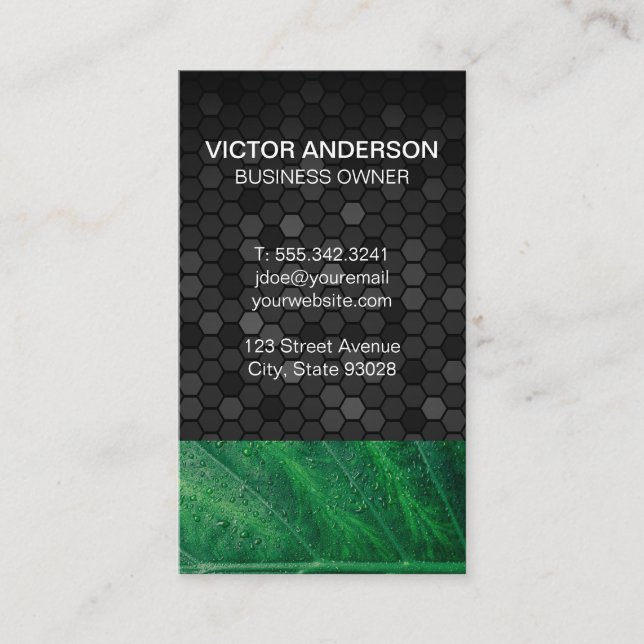 Geometric | Green Leaf Business Card (Front)
