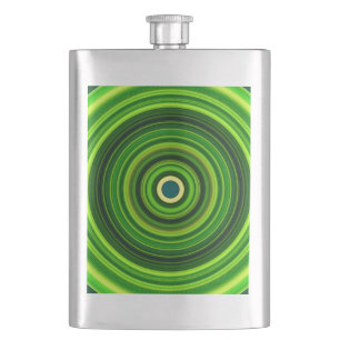 Geometric Green Mandala Design-64055 Hip Flask
