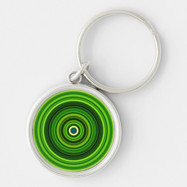 Geometric Green Mandala Design-64055 Key Ring (Front)