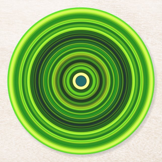 Geometric Green Mandala Design-64055 Round Paper Coaster (Front)