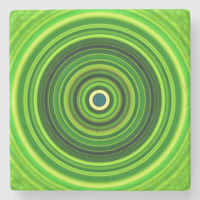 Geometric Green Mandala Design-64055 Stone Coaster (Front)