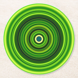 Geometric Green Mandala Design-64555 Round Paper Coaster