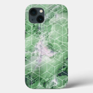 Geometric Green Marble iPhone 13 Case