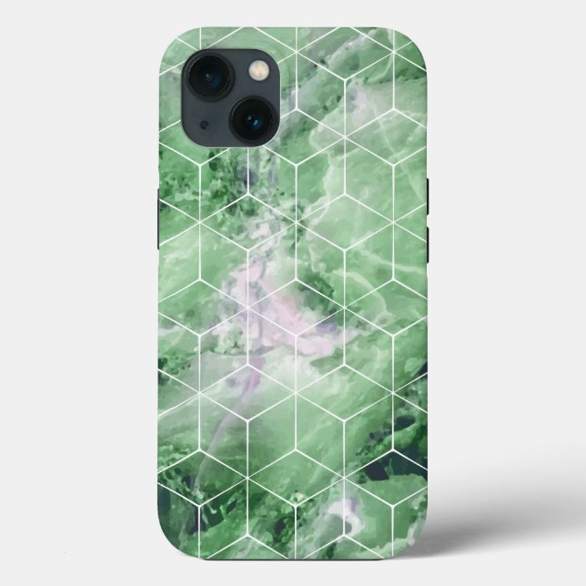 Geometric Green Marble Case-Mate iPhone Case (Back)