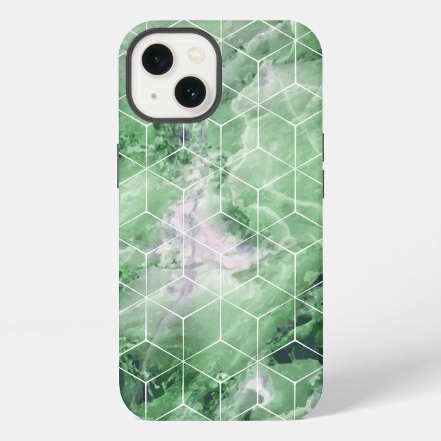 Geometric Green Marble iPhone Case (Back)