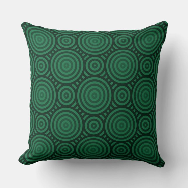 Geometric Green Nested Circular Pattern Cushion (Front)