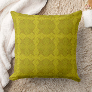 Geometric green olive art deco cushion