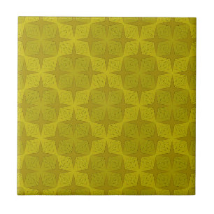 Geometric green olive art deco tile