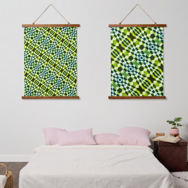 Geometric Green Pattern Abstract Modern Art Hanging Tapestry (Bedroom)