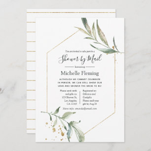 Geometric Greenery Baby or Bridal Shower by Mail Invitation