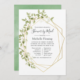 Geometric Greenery Baby or Bridal Shower by Mail Invitation