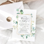 Geometric Greenery Brunch and Bubbly Bridal Shower Invitation<br><div class="desc">This modern Brunch and Bubbly Shower Invitation features an opaque gold frame adorned with watercolor eucalyptus foliage & has been paired with a whimsical calligraphy font and a classy serif font, which can be changed as required. To make advanced changes, please select "Click to customise further" option under Personalise this...</div>