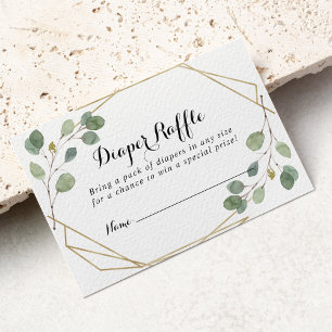 Geometric Greenery Eucalyptus Diaper Raffle Ticket Enclosure Card