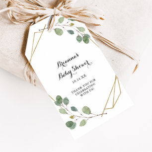 Geometric Greenery Eucalyptus Foliage Baby Shower Gift Tags