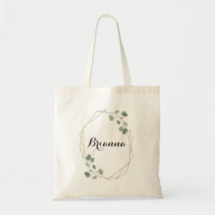 Geometric Greenery Eucalyptus Foliage Bridesmaid Tote Bag