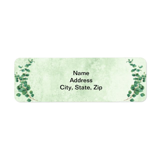 Geometric Greenery Eucalyptus Leaves Address Label (Front)