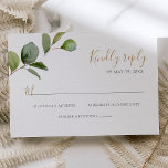 Geometric Greenery Eucalyptus Wedding RSVP Card<br><div class="desc">Designed to coordinate with our Mixed Greenery wedding collection,  this customisable RSVP card features a watercolor eucalyptus branch paired with gold and grey text. To make advanced changes,  go to "Click to customise further" option under Personalise this template.</div>