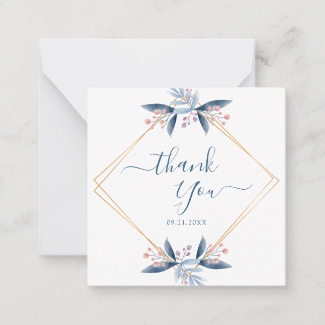 Geometric Greenery Wedding Budget Thank You Card (Front)