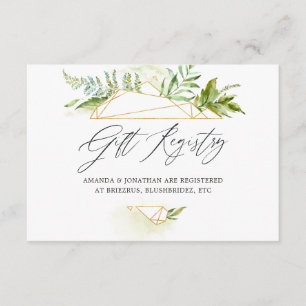 Geometric Greenery Wedding Gift Registry Enclosure Card