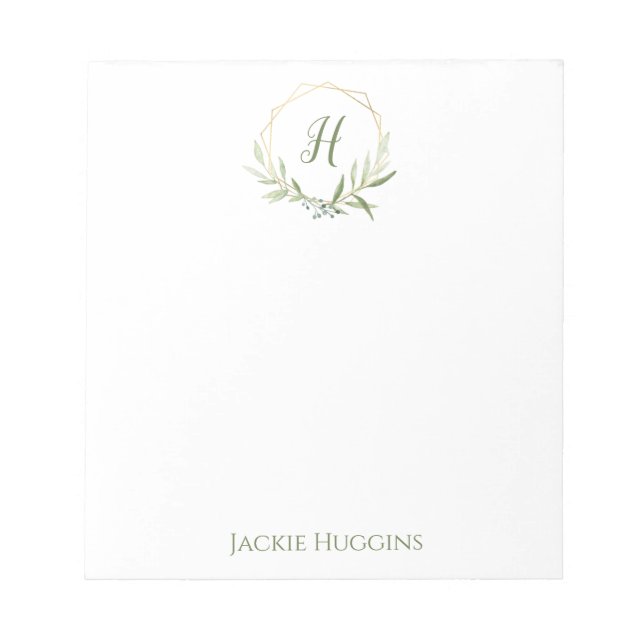 Geometric Greenery Wreath Notepad (Front)