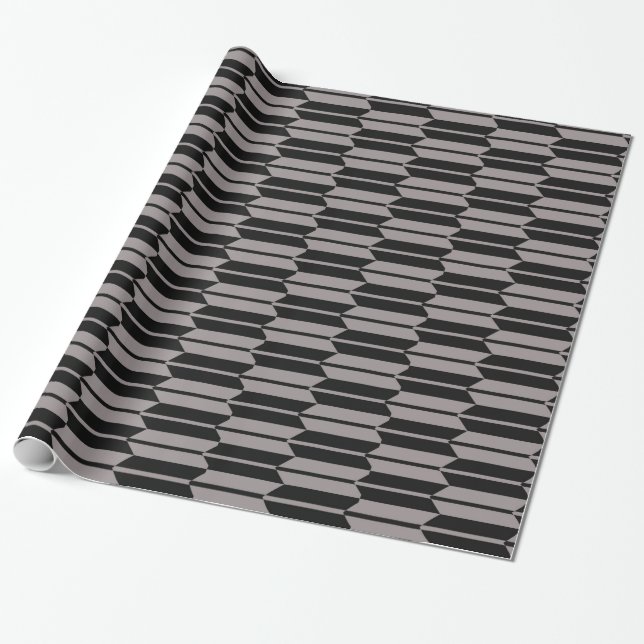 Geometric Grey and black Pattern Wrapping Paper (Unrolled)
