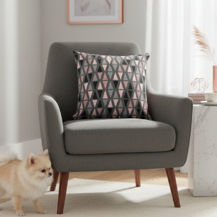 Geometric Grey, Blush and Coral Throw Pillow