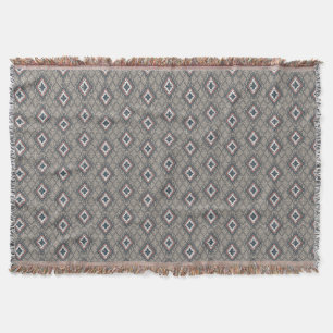 Geometric Grey Brown Ethnic  Throw Blanket