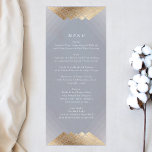 Geometric Grey Deco Gold Gatsby Wedding Menu<br><div class="desc">Relive the trend of Great Gatsby with this Design - with this a rack card or wedding reception menu. Antique for a wonderful bohemian themed wedding. Vintage Stylish Boho wedding. A formal elegant design Geometric Deco Great Gatsby Amazing design with art deco lines in the Great Gatsby style. Very trendy,...</div>