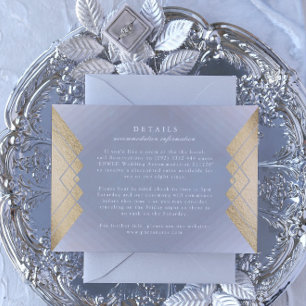 Geometric Grey Gold Gatsby Wedding Enclosure Card