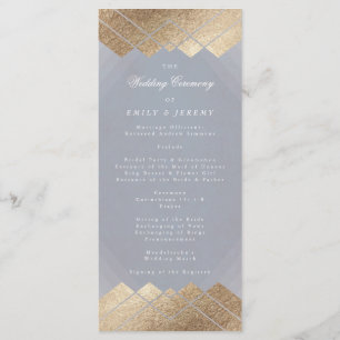 Geometric Grey Gold Gatsby Wedding Program Programme