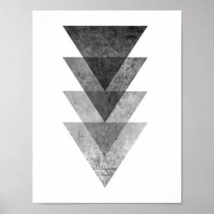 Geometric Grey Triangles Poster