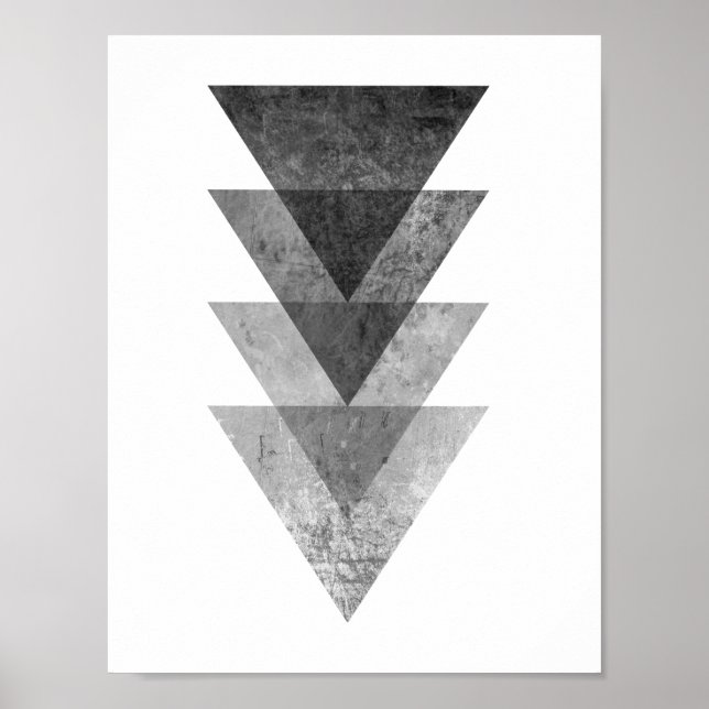 Geometric Grey Triangles Poster (Front)
