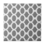 Geometric Grey White Decorative DIY Tile<br><div class="desc">A modern decorative ceramic tile in grey and white geometric shapes with a faux 3d effect, for your home DIY projects like accent tiles, kitchen backsplash, bathroom shower wall and insets, fireplace surrounds, and framed tiles.</div>