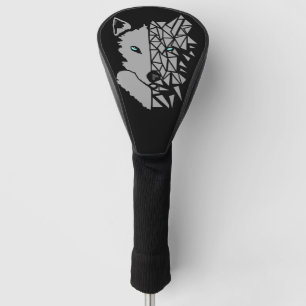 Geometric Grey Wolf Golf Head Cover