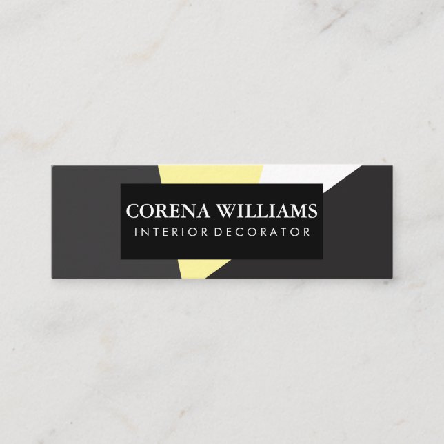 Geometric Grey Yellow White Black Colour Blocks Mini Business Card (Front)