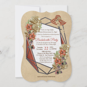 Geometric Grown Leather Art Bachelorette Party Invitation
