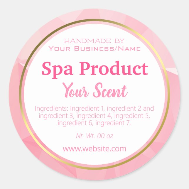 Geometric Handmade Spa Product Small Home Business Classic Round Sticker (Front)
