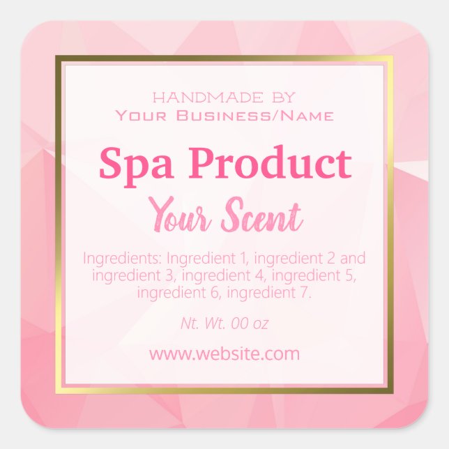 Geometric Handmade Spa Product Small Home Business Square Sticker (Front)