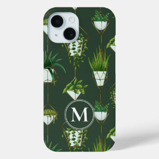 Geometric Hanging Houseplant Pattern iPhone 15 Case