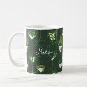 Geometric Hanging Houseplant Pattern Coffee Mug