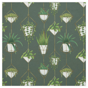 Geometric Hanging Houseplant Pattern Fabric