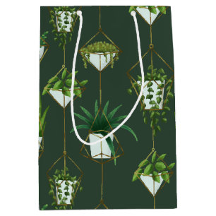 Geometric Hanging Houseplant Pattern Medium Gift Bag