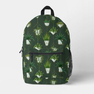 Geometric Hanging Houseplant Pattern Printed Backpack