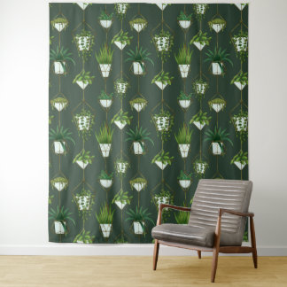 Geometric Hanging Houseplant Pattern Tapestry