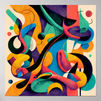 "Geometric Harmony" - Abstract Digital Art Poster