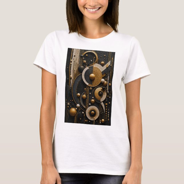 Geometric Harmony in 3D Micro Mosaic T-Shirt (Front)